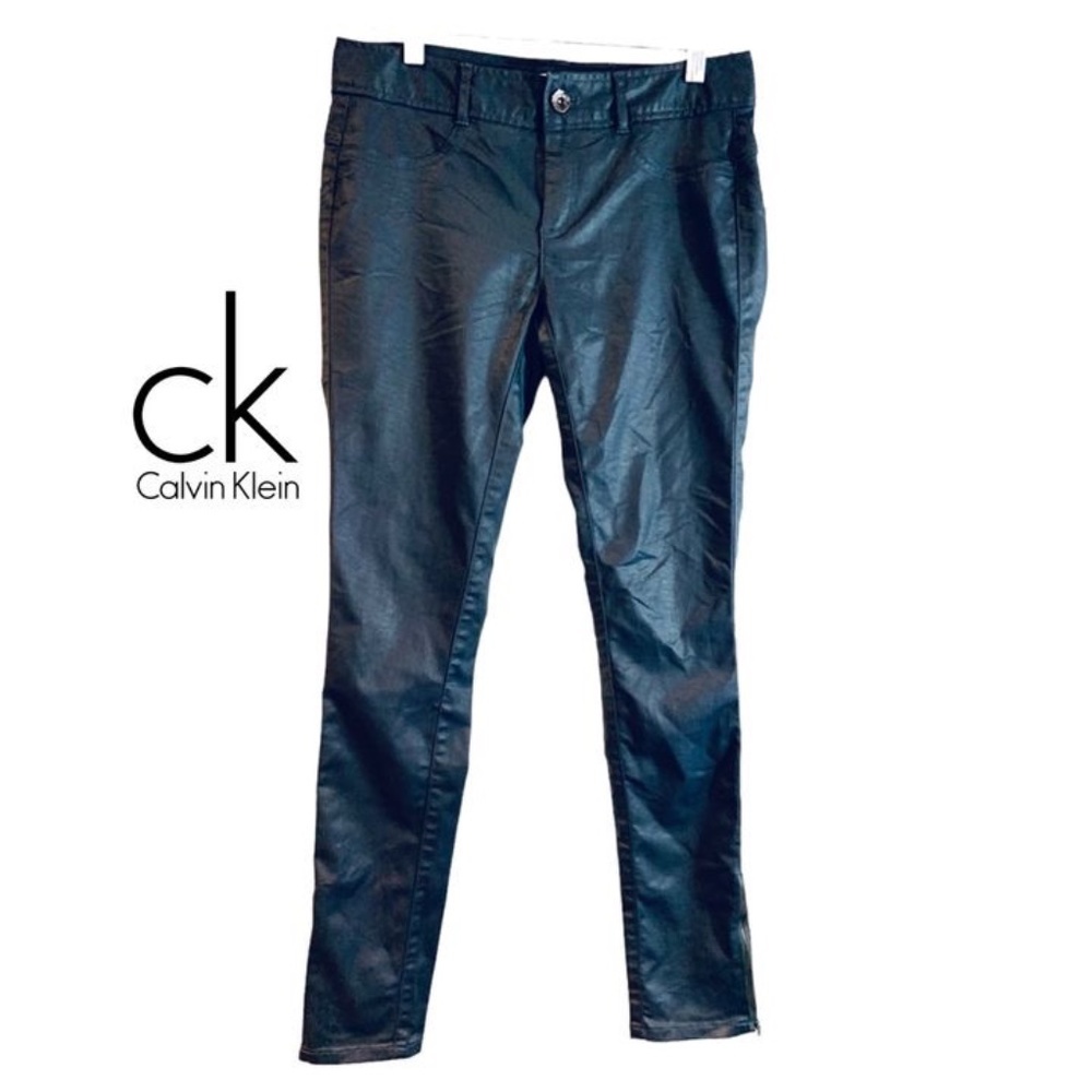 🩶🖤Calvin Klein metallic gray faux leather pants size 0🩶🖤